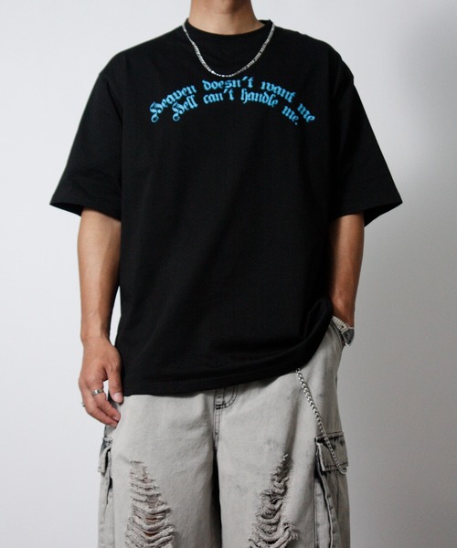 NYLAUS（ナイラス）の「【NYS】2026新作 エンジェル オールドイングリッシュ クロス プリント半袖Tシャツ バックプリントTシャツ（Tシャツ/カットソー・メンズ・ブラック/ホワイト/ブラック系その他・L/M）」の11枚目の写真