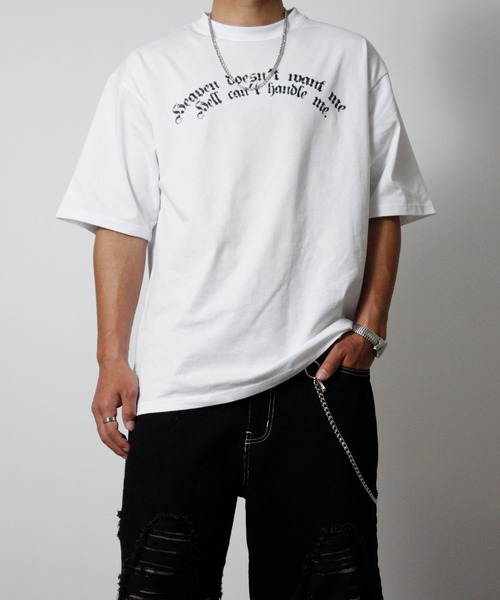 NYLAUS（ナイラス）の「【NYS】2026新作 エンジェル オールドイングリッシュ クロス プリント半袖Tシャツ バックプリントTシャツ（Tシャツ/カットソー・メンズ・ブラック/ホワイト/ブラック系その他・L/M）」の20枚目の写真