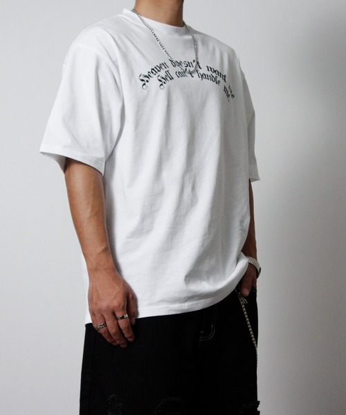 NYLAUS（ナイラス）の「【NYS】2026新作 エンジェル オールドイングリッシュ クロス プリント半袖Tシャツ バックプリントTシャツ（Tシャツ/カットソー・メンズ・ブラック/ホワイト/ブラック系その他・L/M）」の21枚目の写真