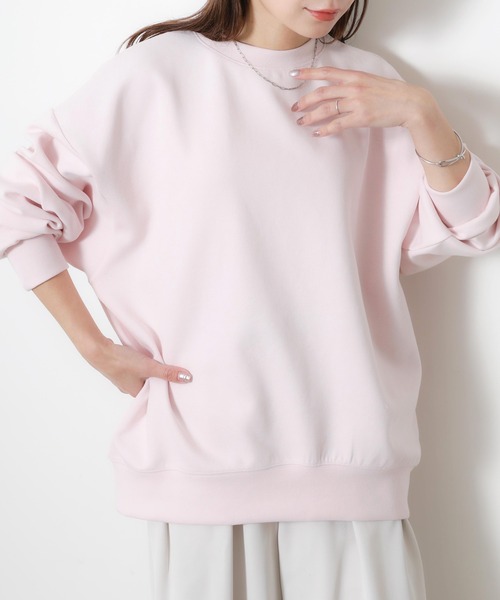 Riberry(リベリー)の「オーバーサイズカラースウェット(スウェット・レディース・ピンク/イエロー/オフホワイト/杢グレー・FREE)」の4枚目の写真