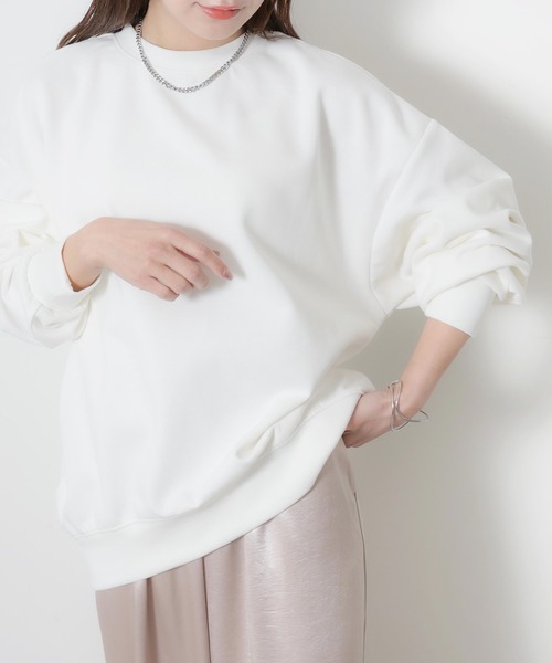 Riberry(リベリー)の「オーバーサイズカラースウェット(スウェット・レディース・ピンク/イエロー/オフホワイト/杢グレー・FREE)」の5枚目の写真