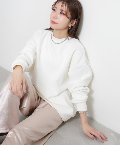 Riberry(リベリー)の「オーバーサイズカラースウェット(スウェット・レディース・ピンク/イエロー/オフホワイト/杢グレー・FREE)」の15枚目の写真