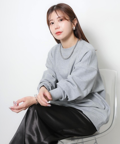 Riberry(リベリー)の「オーバーサイズカラースウェット(スウェット・レディース・ピンク/イエロー/オフホワイト/杢グレー・FREE)」の22枚目の写真