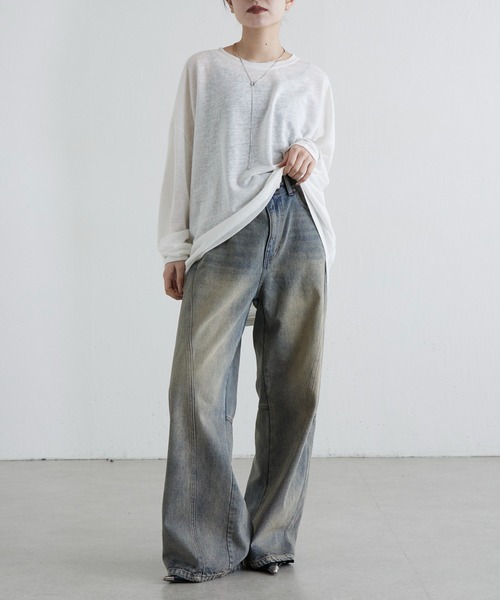 Lui's（ルイス）の「シアースラブルーズロンT（Tシャツ/カットソー・レディース・グリーン/ブラック/オフホワイト・FREE）」の12枚目の写真