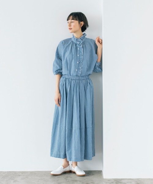 studio CLIP（スタディオクリップ）の「《natural by clip》リネン混チェックコクーンスカート（スカート・レディース・その他1/ブルー/ブラック・FREE）」の7枚目の写真