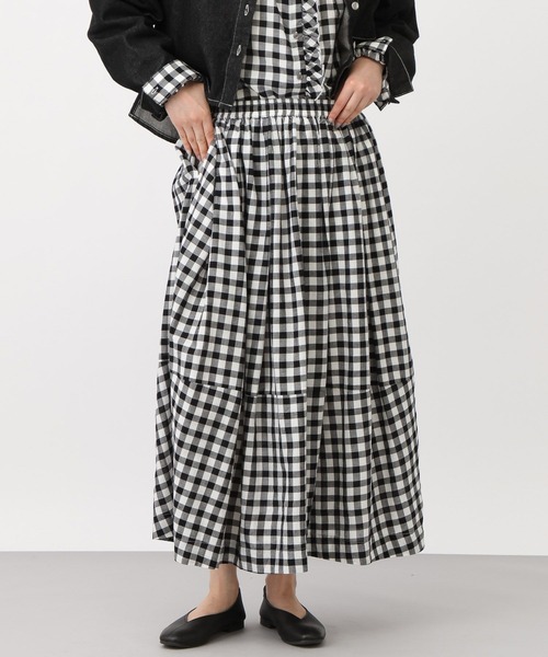 studio CLIP（スタディオクリップ）の「《natural by clip》リネン混チェックコクーンスカート（スカート・レディース・その他1/ブルー/ブラック・FREE）」の9枚目の写真