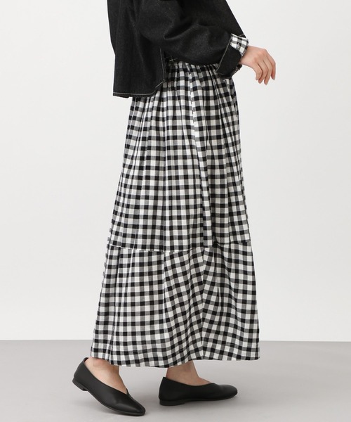 studio CLIP（スタディオクリップ）の「《natural by clip》リネン混チェックコクーンスカート（スカート・レディース・その他1/ブルー/ブラック・FREE）」の10枚目の写真