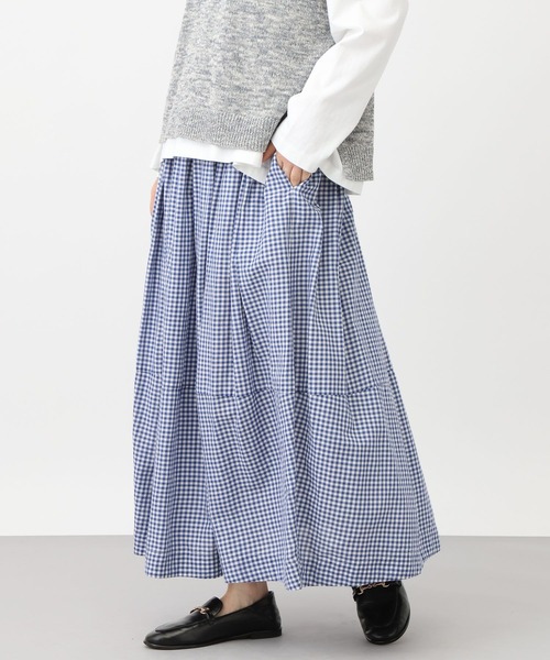 studio CLIP（スタディオクリップ）の「《natural by clip》リネン混チェックコクーンスカート（スカート・レディース・その他1/ブルー/ブラック・FREE）」の18枚目の写真