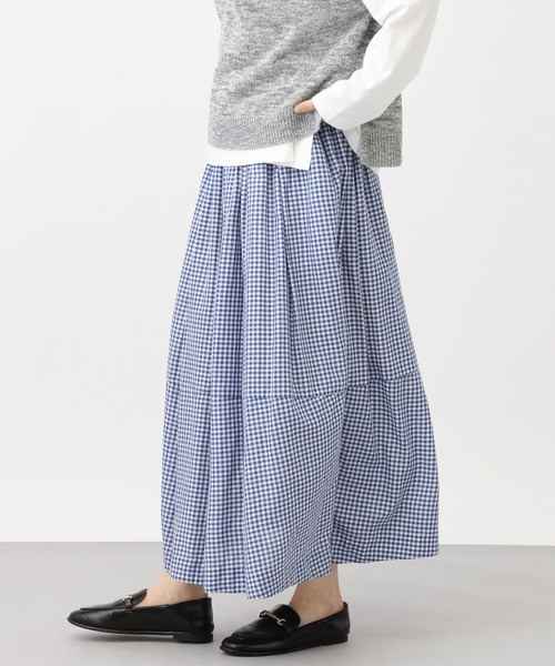 studio CLIP（スタディオクリップ）の「《natural by clip》リネン混チェックコクーンスカート（スカート・レディース・その他1/ブルー/ブラック・FREE）」の19枚目の写真