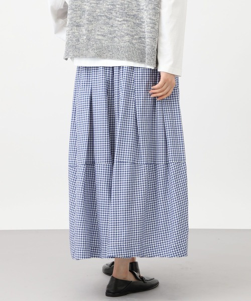 studio CLIP（スタディオクリップ）の「《natural by clip》リネン混チェックコクーンスカート（スカート・レディース・その他1/ブルー/ブラック・FREE）」の20枚目の写真