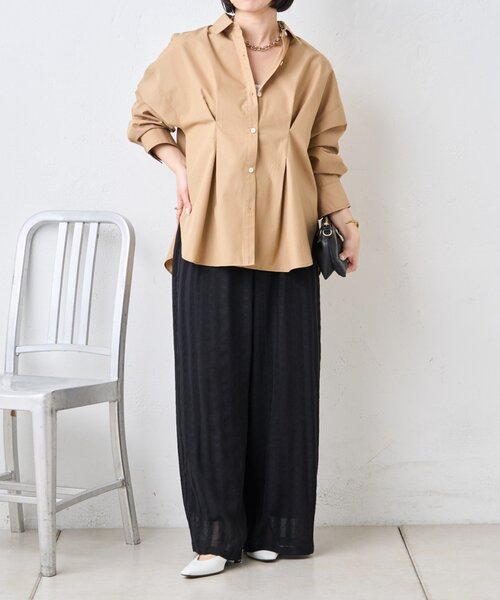Jena espace merveilleux(ジェナ エスパスメルヴェイユ)の「ヨウリュウストライプパンツ(その他パンツ・レディース・ベージュ/ブラック/グレー・FREE)」の2枚目の写真
