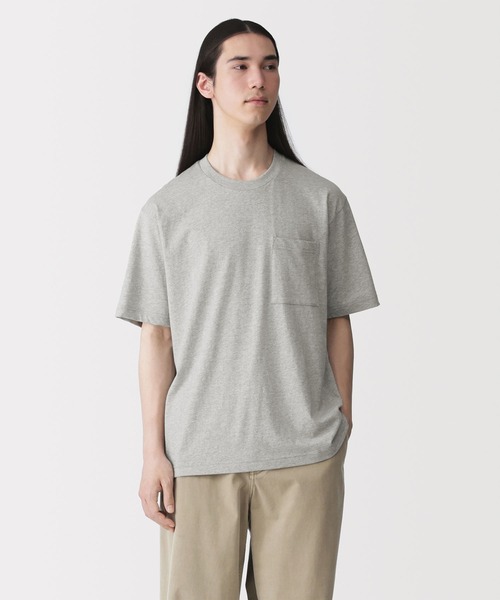 無印良品（ムジルシリョウヒン）の「紳士　洗いざらし天竺編みクルーネックワイド半袖Ｔシャツ（Tシャツ/カットソー・メンズ・ブルー系/ダークネイビー/ホワイト/グレー/スモーキーグリーン系/ブラック・S/M/L/XL）」の3枚目の写真