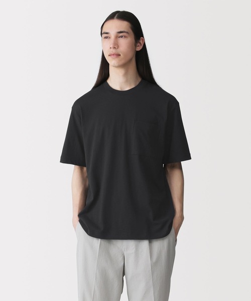 無印良品（ムジルシリョウヒン）の「紳士　洗いざらし天竺編みクルーネックワイド半袖Ｔシャツ（Tシャツ/カットソー・メンズ・ブルー系/ダークネイビー/ホワイト/グレー/スモーキーグリーン系/ブラック・S/M/L/XL）」の2枚目の写真