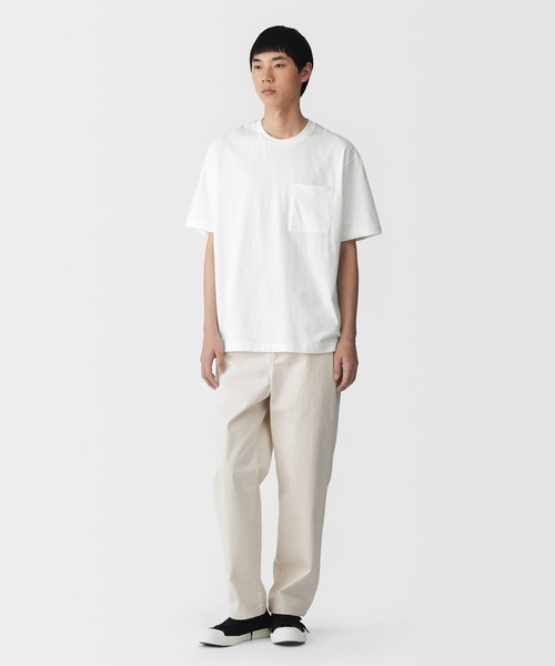 無印良品（ムジルシリョウヒン）の「紳士　洗いざらし天竺編みクルーネックワイド半袖Ｔシャツ（Tシャツ/カットソー・メンズ・ブルー系/ダークネイビー/ホワイト/グレー/スモーキーグリーン系/ブラック・S/M/L/XL）」の7枚目の写真