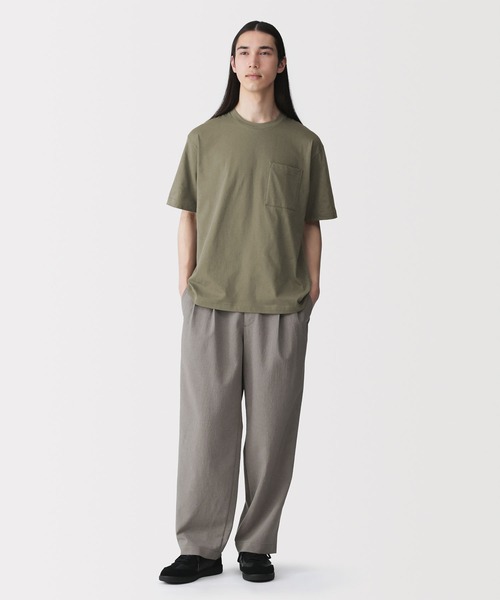 無印良品（ムジルシリョウヒン）の「紳士　洗いざらし天竺編みクルーネックワイド半袖Ｔシャツ（Tシャツ/カットソー・メンズ・ブルー系/ダークネイビー/ホワイト/グレー/スモーキーグリーン系/ブラック・S/M/L/XL）」の16枚目の写真