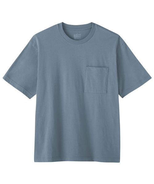 無印良品（ムジルシリョウヒン）の「紳士　洗いざらし天竺編みクルーネックワイド半袖Ｔシャツ（Tシャツ/カットソー・メンズ・ブルー系/ダークネイビー/ホワイト/グレー/スモーキーグリーン系/ブラック・S/M/L/XL）」の9枚目の写真