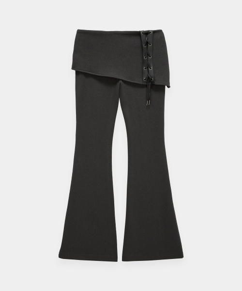 ETRE AU SOMMET（エトレオソメ）の「Lace-Up Side Slit Bootcut Pants (Charcoal)（その他パンツ・レディース・チャコールグレー・FREE）」の6枚目の写真