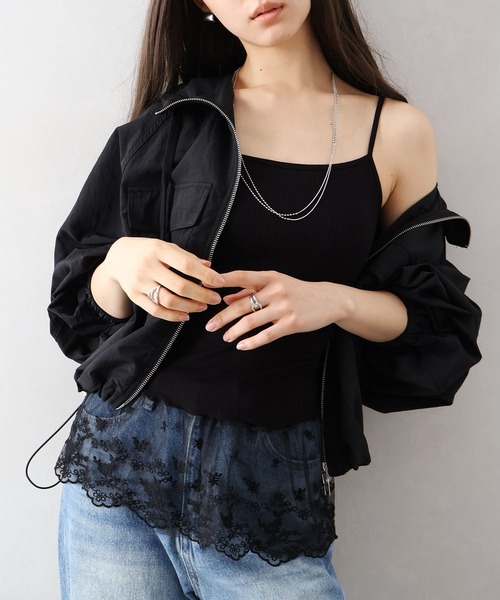 SpRay（スプレイ）の「カップ付テレコレイヤードキャミ（キャミソール・レディース・ブラック/ホワイト・FREE）」の2枚目の写真