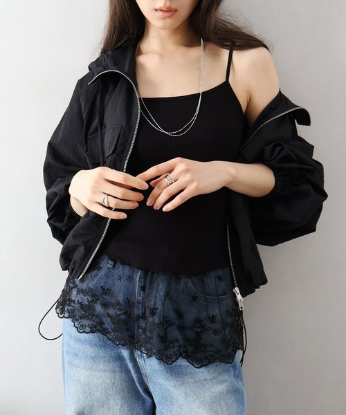 SpRay（スプレイ）の「カップ付テレコレイヤードキャミ（キャミソール・レディース・ブラック/ホワイト・FREE）」の3枚目の写真