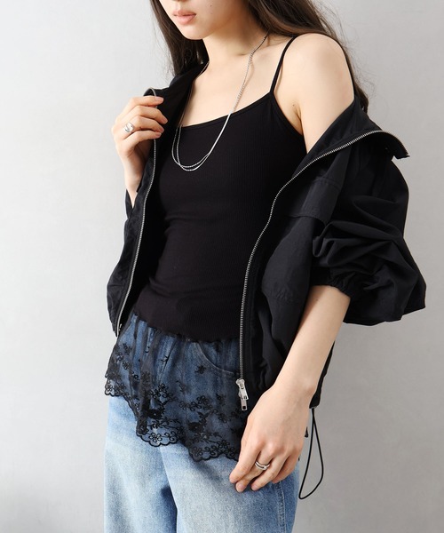 SpRay（スプレイ）の「カップ付テレコレイヤードキャミ（キャミソール・レディース・ブラック/ホワイト・FREE）」の4枚目の写真