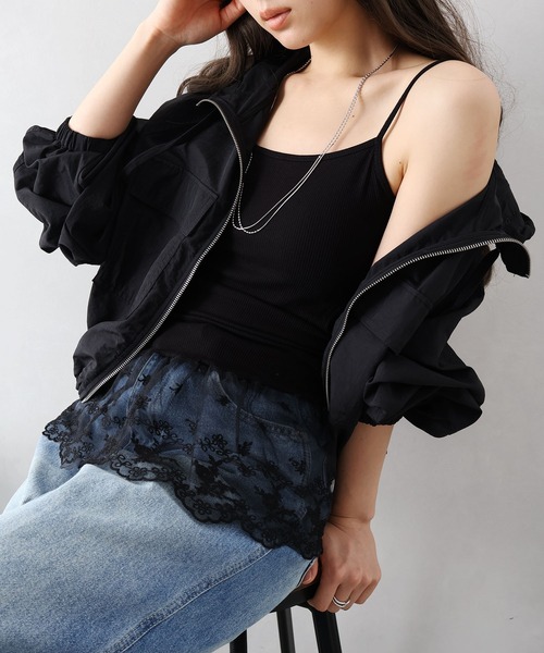 SpRay（スプレイ）の「カップ付テレコレイヤードキャミ（キャミソール・レディース・ブラック/ホワイト・FREE）」の6枚目の写真