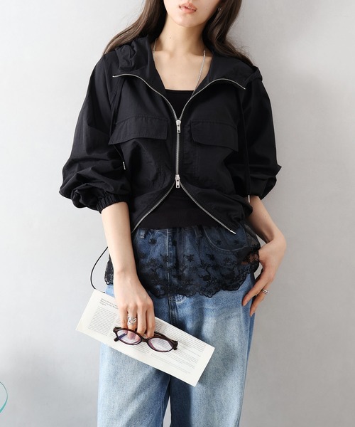 SpRay（スプレイ）の「カップ付テレコレイヤードキャミ（キャミソール・レディース・ブラック/ホワイト・FREE）」の7枚目の写真