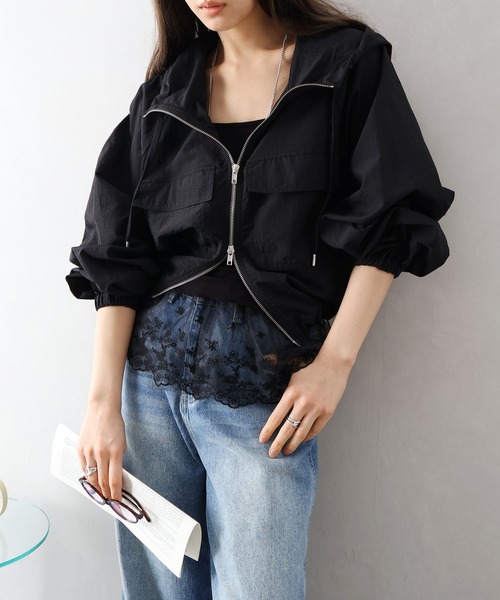 SpRay（スプレイ）の「カップ付テレコレイヤードキャミ（キャミソール・レディース・ブラック/ホワイト・FREE）」の8枚目の写真