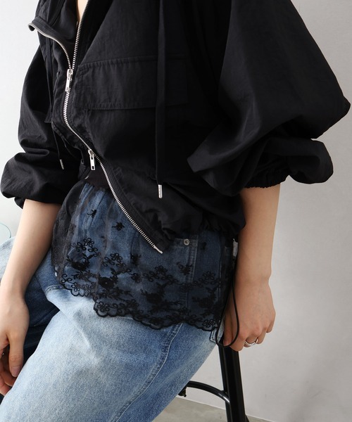 SpRay（スプレイ）の「カップ付テレコレイヤードキャミ（キャミソール・レディース・ブラック/ホワイト・FREE）」の9枚目の写真