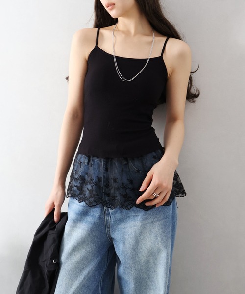 SpRay（スプレイ）の「カップ付テレコレイヤードキャミ（キャミソール・レディース・ブラック/ホワイト・FREE）」の11枚目の写真