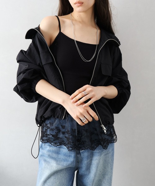 SpRay（スプレイ）の「カップ付テレコレイヤードキャミ（キャミソール・レディース・ブラック/ホワイト・FREE）」の13枚目の写真