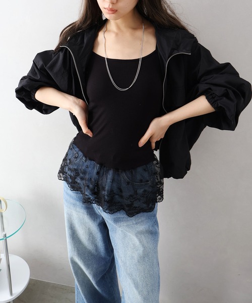 SpRay（スプレイ）の「カップ付テレコレイヤードキャミ（キャミソール・レディース・ブラック/ホワイト・FREE）」の14枚目の写真