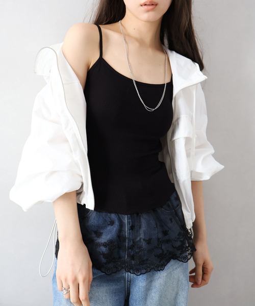 SpRay（スプレイ）の「カップ付テレコレイヤードキャミ（キャミソール・レディース・ブラック/ホワイト・FREE）」の15枚目の写真