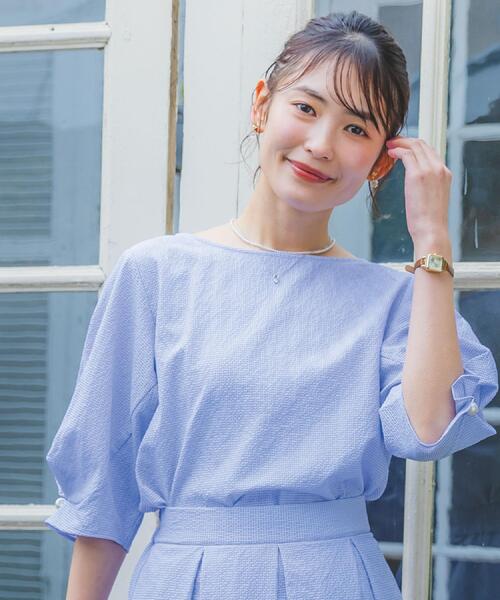 ITS'DEMO（イッツデモ）の「【手洗い可／セットアップ可】サッカーブラウス（シャツ/ブラウス・レディース・オフホワイト/ブラック/ブルー・00）」の4枚目の写真