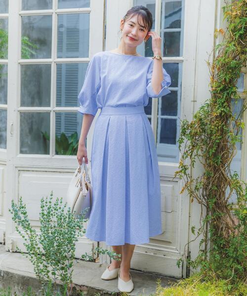 ITS'DEMO（イッツデモ）の「【手洗い可／セットアップ可】サッカーブラウス（シャツ/ブラウス・レディース・オフホワイト/ブラック/ブルー・00）」の5枚目の写真