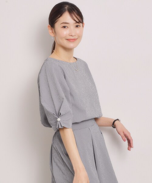 ITS'DEMO（イッツデモ）の「【手洗い可／セットアップ可】サッカーブラウス（シャツ/ブラウス・レディース・オフホワイト/ブラック/ブルー・00）」の11枚目の写真