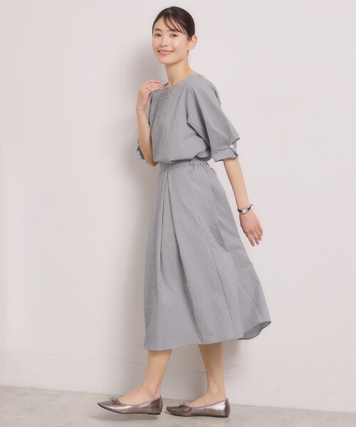 ITS'DEMO（イッツデモ）の「【手洗い可／セットアップ可】サッカーブラウス（シャツ/ブラウス・レディース・オフホワイト/ブラック/ブルー・00）」の12枚目の写真