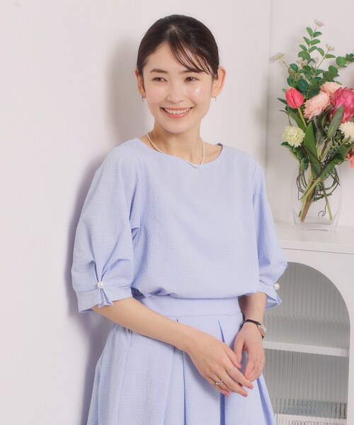 ITS'DEMO（イッツデモ）の「【手洗い可／セットアップ可】サッカーブラウス（シャツ/ブラウス・レディース・オフホワイト/ブラック/ブルー・00）」の15枚目の写真