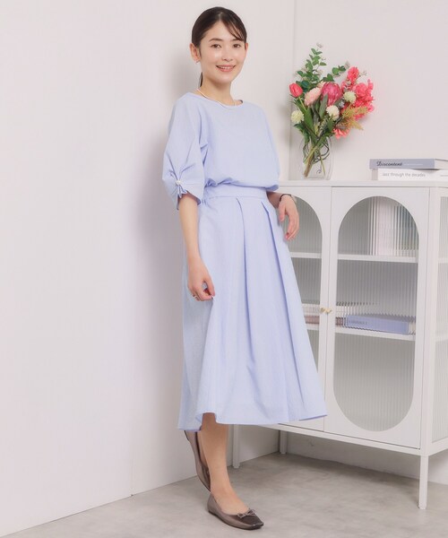 ITS'DEMO（イッツデモ）の「【手洗い可／セットアップ可】サッカーブラウス（シャツ/ブラウス・レディース・オフホワイト/ブラック/ブルー・00）」の16枚目の写真