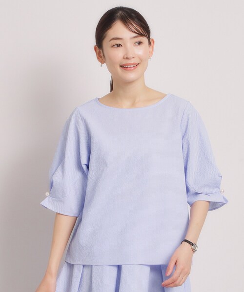 ITS'DEMO（イッツデモ）の「【手洗い可／セットアップ可】サッカーブラウス（シャツ/ブラウス・レディース・オフホワイト/ブラック/ブルー・00）」の19枚目の写真