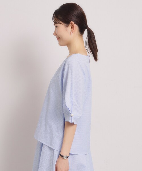 ITS'DEMO（イッツデモ）の「【手洗い可／セットアップ可】サッカーブラウス（シャツ/ブラウス・レディース・オフホワイト/ブラック/ブルー・00）」の20枚目の写真