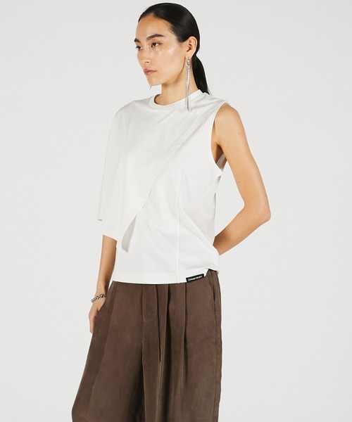 PRANK PROJECT(プランクプロジェクト)の「アシンメトリーケープTEE / Asymmetrical Cape T-Shirt(Tシャツ/カットソー・レディース・ホワイト/ブラウン/ブラック・FREE)」の8枚目の写真
