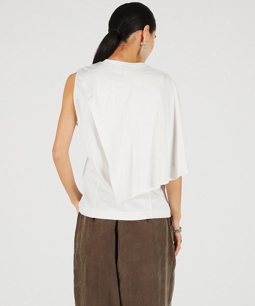 PRANK PROJECT(プランクプロジェクト)の「アシンメトリーケープTEE / Asymmetrical Cape T-Shirt(Tシャツ/カットソー・レディース・ホワイト/ブラウン/ブラック・FREE)」の9枚目の写真