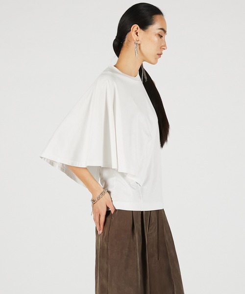 PRANK PROJECT(プランクプロジェクト)の「アシンメトリーケープTEE / Asymmetrical Cape T-Shirt(Tシャツ/カットソー・レディース・ホワイト/ブラウン/ブラック・FREE)」の10枚目の写真
