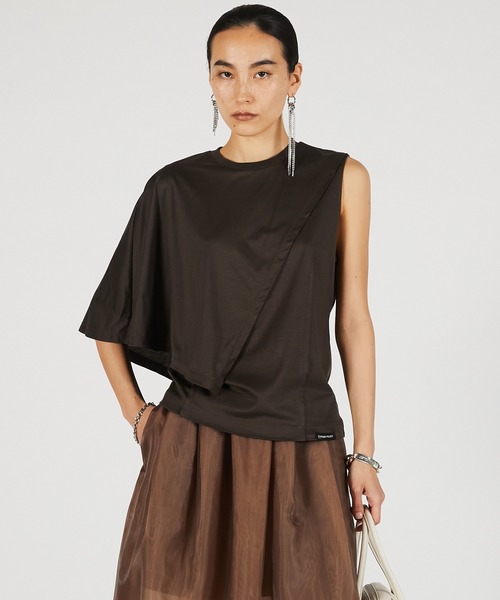 PRANK PROJECT(プランクプロジェクト)の「アシンメトリーケープTEE / Asymmetrical Cape T-Shirt(Tシャツ/カットソー・レディース・ホワイト/ブラウン/ブラック・FREE)」の13枚目の写真