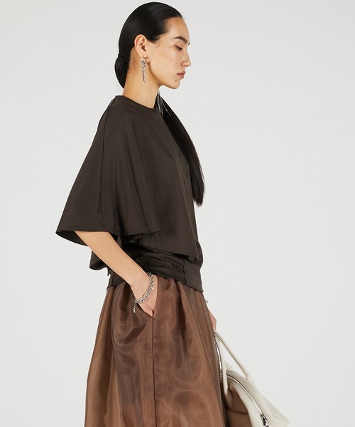 PRANK PROJECT(プランクプロジェクト)の「アシンメトリーケープTEE / Asymmetrical Cape T-Shirt(Tシャツ/カットソー・レディース・ホワイト/ブラウン/ブラック・FREE)」の16枚目の写真