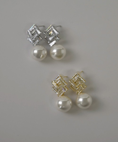 LA MUe(ラミュー)の「【LA MUE】シルバー925ポスト パール×ビジュー ドロップピアス(ピアス(両耳用)・レディース・ゴールド/シルバー・FREE)」の8枚目の写真