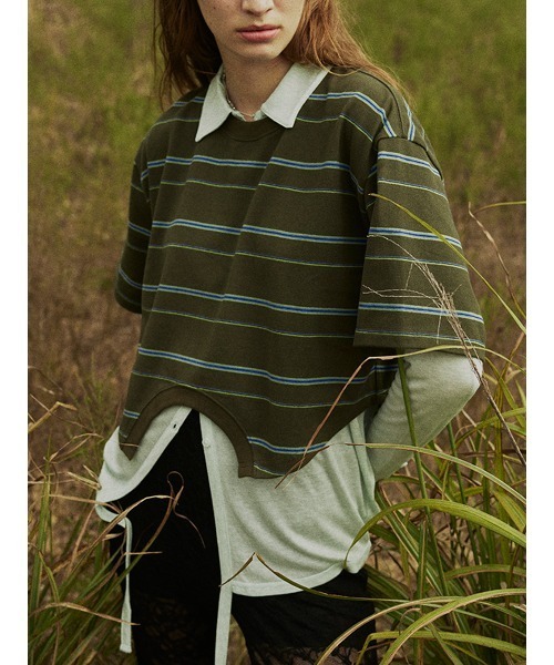 ELCHELE(エルチェレ)の「SAKASA OVER TEE(Tシャツ/カットソー・レディース・アイボリー/ブラック/カーキ・FREE)」の3枚目の写真
