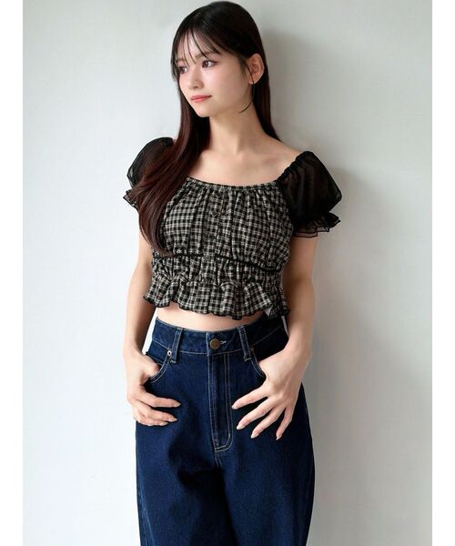 RESEXXY（リゼクシー）の「チュールレイヤードトップス（シャツ/ブラウス・レディース・その他1/ミント/ホワイト・FREE）」の4枚目の写真