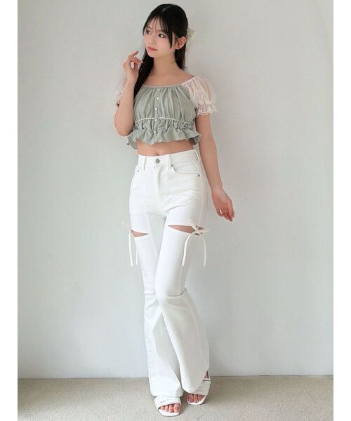 RESEXXY（リゼクシー）の「チュールレイヤードトップス（シャツ/ブラウス・レディース・その他1/ミント/ホワイト・FREE）」の12枚目の写真