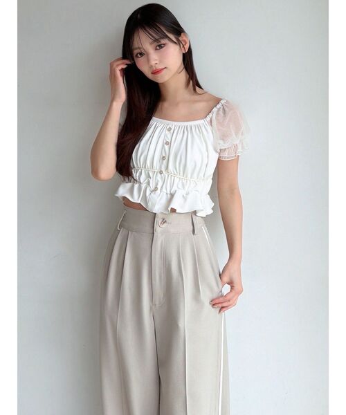 RESEXXY（リゼクシー）の「チュールレイヤードトップス（シャツ/ブラウス・レディース・その他1/ミント/ホワイト・FREE）」の13枚目の写真